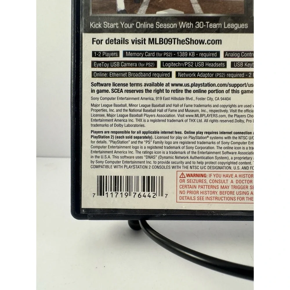 MLB 09 The‎ Show Sony Playstation 2 Game With Manual